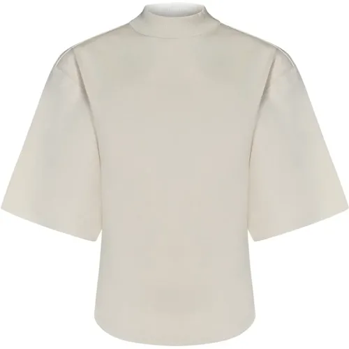 Ivory Ribbed Collar T-shirt with Bell Sleeves , female, Sizes: XS - The Attico - Modalova