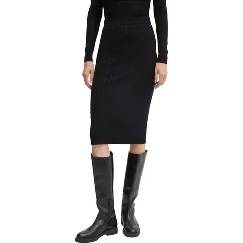 Schwarzer Midi-Rock Elegant Vielseitig Chic , Damen, Größe: XS - Armani Exchange - Modalova