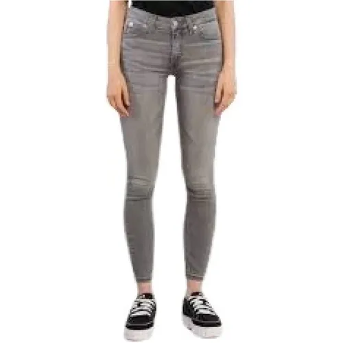 Grey Cropped Skinny Jeans , female, Sizes: W28 - Calvin Klein - Modalova