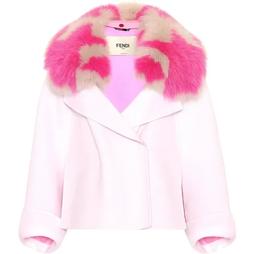 Pink Cashmere Cape Jacket , female, Sizes: XS - Fendi - Modalova