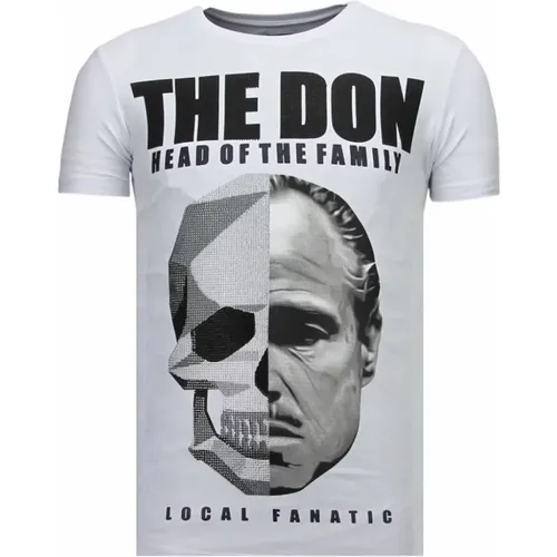 The Don Skull Rhinestone - Herren T-Shirt - 13-6238W , Herren, Größe: XL - Local Fanatic - Modalova
