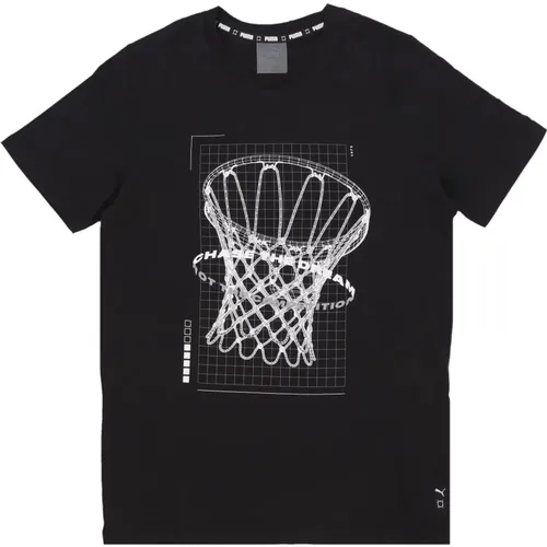 Schwarzes Herren Tee mit Logo-Print , Herren, Größe: S - Puma - Modalova