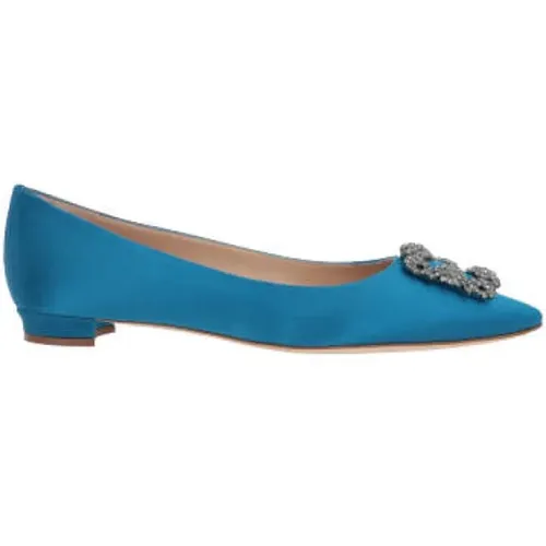 Silk Ballet Flats with Jewel Buckle , female, Sizes: 4 1/2 UK, 3 UK, 5 1/2 UK - Manolo Blahnik - Modalova