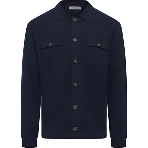 Luxury Knitted Over Shirt Navy , male, Sizes: L - Corneliani - Modalova