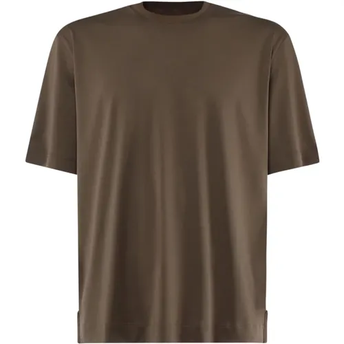 Army Cotton T-shirt with Round Collar , male, Sizes: XL, L, M - Ermenegildo Zegna - Modalova