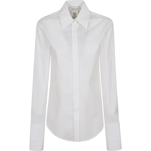 Cotton Poplin Shirt with Covered Buttoning , female, Sizes: 2XS - Max Mara - Modalova