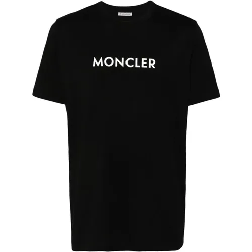 Schwarzes T-Shirt für Männer , Herren, Größe: M - Moncler - Modalova