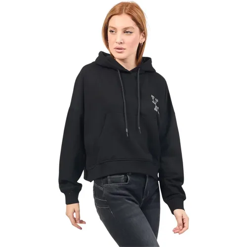 Schwarzer Hoodie mit Strasslogo , Damen, Größe: L - Richmond - Modalova