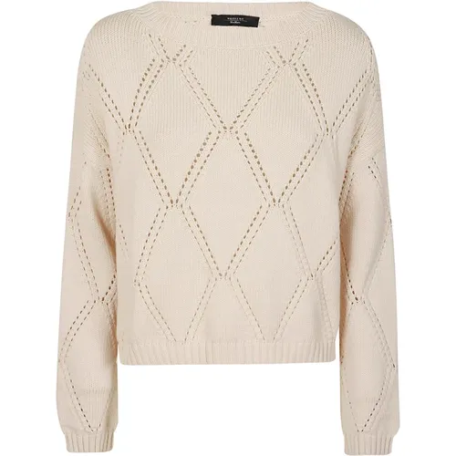 Baumwollmischung Pullover mit Rautenmuster , Damen, Größe: XS - Max Mara Weekend - Modalova