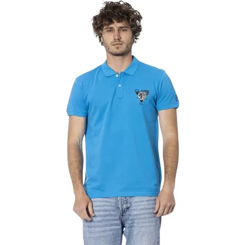Blau Baumwoll Polo Shirt Logo Brust , Herren, Größe: L - Cavalli Class - Modalova
