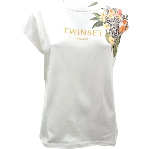 Optical White T-Shirt , female, Sizes: XS, S - Twinset - Modalova