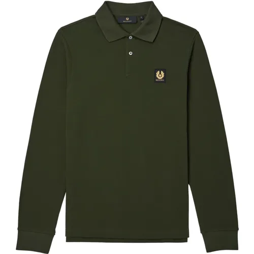 Logo Long Sleeve Polo Shirt Tile , male, Sizes: M, XL, L - Belstaff - Modalova