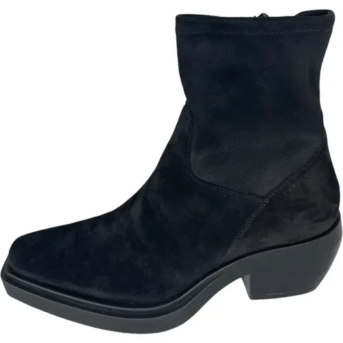 Stretch Leather Suede Cowboy Ankle Boots , female, Sizes: 4 UK, 3 UK, 6 UK - Copenhagen Shoes - Modalova