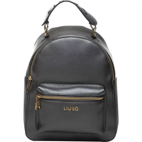 Solid Faux Leather Backpack with Logo , female, Sizes: ONE SIZE - Liu Jo - Modalova