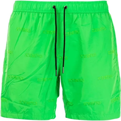 Men's Swim Boxer with Embroidered Design , male, Sizes: L, S, 2XL, XL, M - Iceberg - Modalova