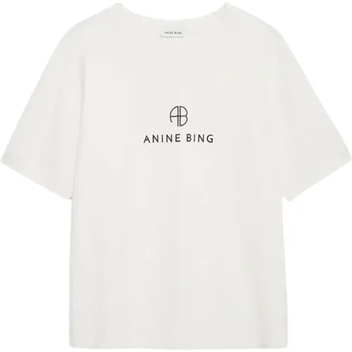 Monogramm Ivory Tee mit Raglanärmeln - Anine Bing - Modalova