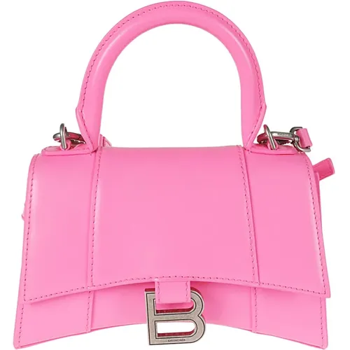 Fuchsia Hourglass XS Leather Handbag , female, Sizes: ONE SIZE - Balenciaga - Modalova