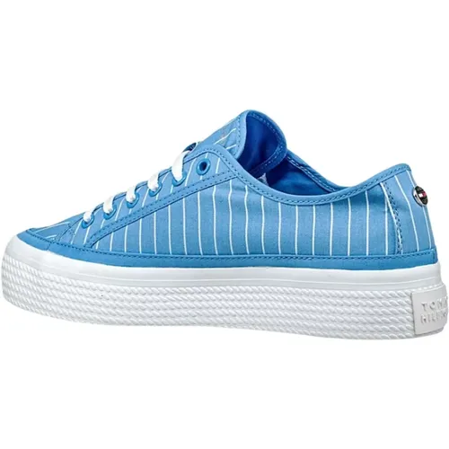 Blaue Klare Sneakers Gestreiftes Modell , Damen, Größe: 38 EU - Tommy Hilfiger - Modalova