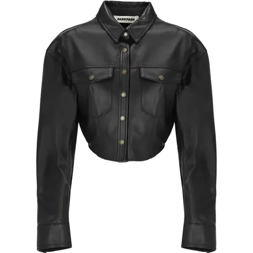 Schwarzes Leder-Cropped-Shirt für Frauen - Darkpark - Modalova