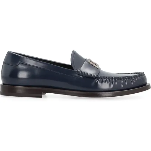 Lederloafers mit Logo-Detail , Herren, Größe: 41 EU - Dolce & Gabbana - Modalova