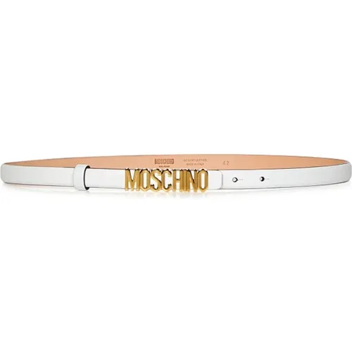 Calfskin Belt with Mini Lettering Logo , female, Sizes: L - Moschino - Modalova