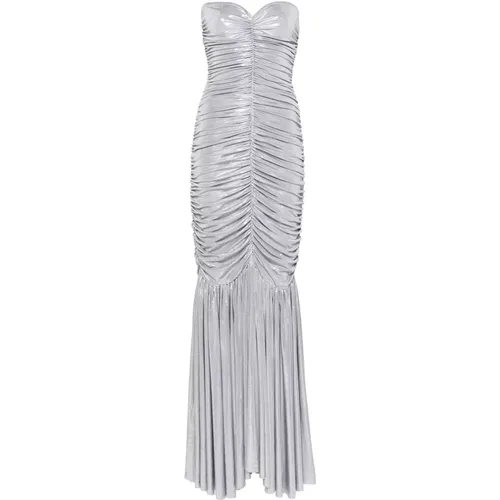 Silver Slinky Fishtail Gown , female, Sizes: S, XS - Norma Kamali - Modalova