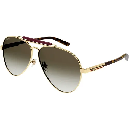 Gold/Brown Shaded Sunglasses , male, Sizes: 61 MM - Gucci - Modalova