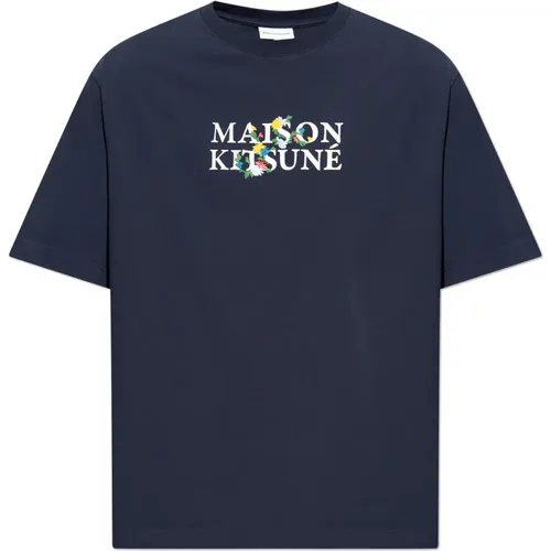 T-shirt with logo , male, Sizes: S, L - Maison Kitsuné - Modalova