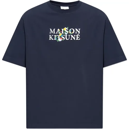 T-shirt with logo , male, Sizes: XL, S, L, M - Maison Kitsuné - Modalova
