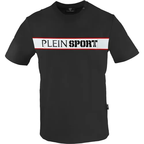 Kurzarm Baumwoll T-Shirt Monochromes Logo , Herren, Größe: XL - Plein Sport - Modalova