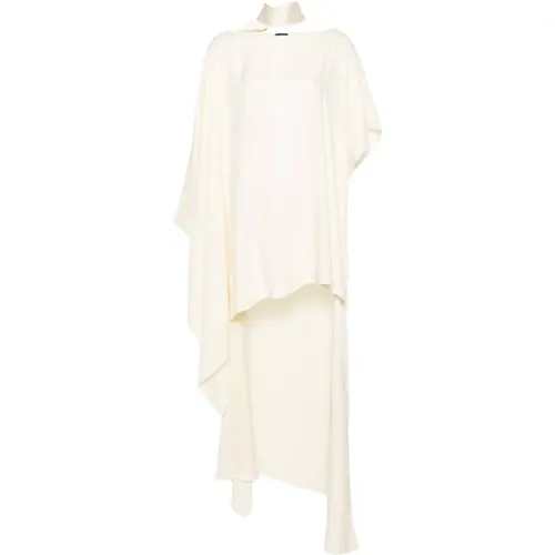 Ivory White Cold-Shoulder Kaftan Dress , female, Sizes: ONE SIZE - Taller Marmo - Modalova