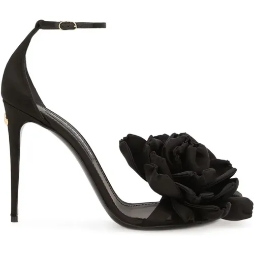 Satin Flower Sandals , female, Sizes: 5 1/2 UK, 4 1/2 UK - Dolce & Gabbana - Modalova
