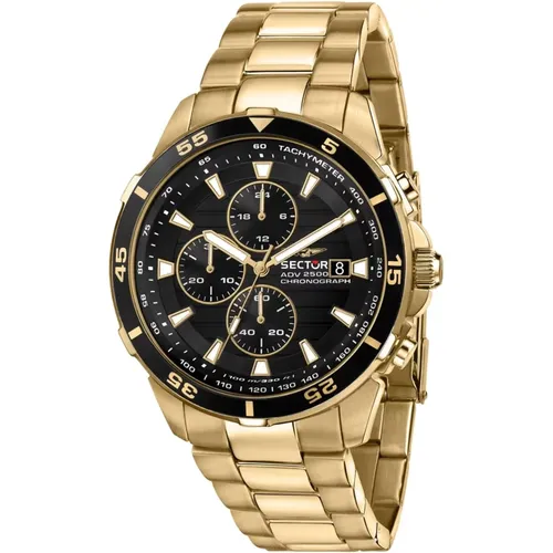 Chronograph Adv2500 Black Gold Bracelet Watch , male, Sizes: ONE SIZE - Sector No Limits - Modalova