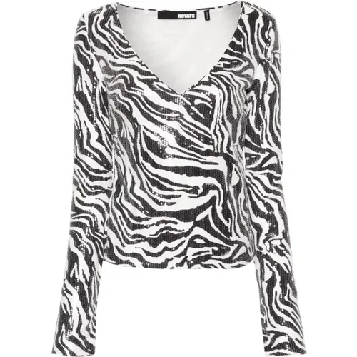 Zebra Print Sequin T-shirt , Damen, Größe: L - ROTATE Birger Christensen - Modalova