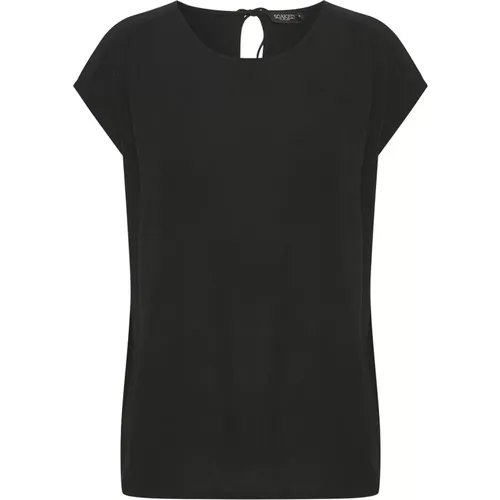 Schwarzes locker sitzendes Top mit Krawattenhals , Damen, Größe: 2XL - Soaked in Luxury - Modalova