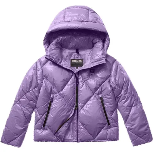 Lila Plumífero - Lavender Nylon Hooded Jacket , female, Sizes: M - Blauer - Modalova