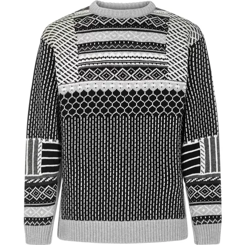 Wool Sweater with Geometric Motif , male, Sizes: L, M, S - Off White - Modalova