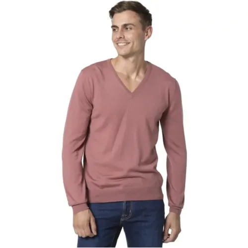 V-Ausschnitt Altrosa Pullover , Herren, Größe: M - Gran Sasso - Modalova