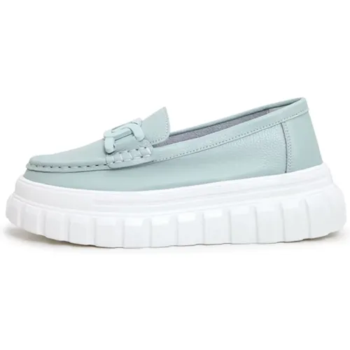 Lederne Urban Platform Loafers - Blau , Damen, Größe: 37 EU - Cesare Gaspari - Modalova