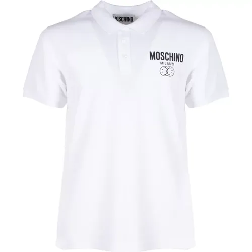 Weiße Double Smile Polo T-Shirt , Herren, Größe: XL - Moschino - Modalova