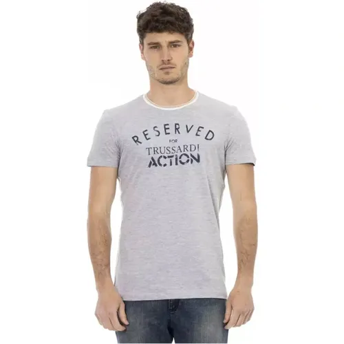 Casual Graues Baumwollgemisch T-Shirt , Herren, Größe: L - Trussardi - Modalova