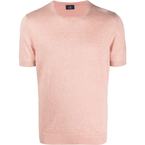 Linen/cotton knit t-shirt , male, Sizes: 3XL - Barba - Modalova