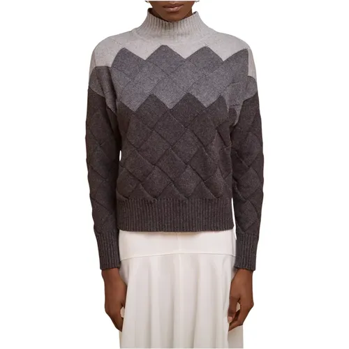 Diamant Tricolor Kaschmir Pullover , Damen, Größe: M - Liviana Conti - Modalova