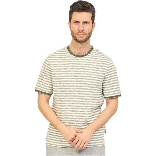 Green Striped T-shirt and Polo , male, Sizes: M, L, XL, 4XL, 2XL - Bugatti - Modalova