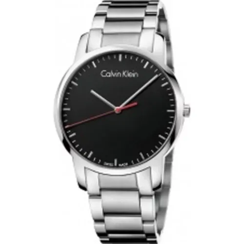 Modern Quartz Watch with Black Dial and Silver Steel Strap , female, Sizes: ONE SIZE - Calvin Klein - Modalova