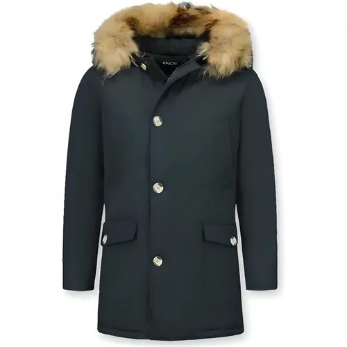 Lange Wintermäntel für Männer - 4 Taschen Parka - Pi-7003Z , Herren, Größe: L - Enos - Modalova