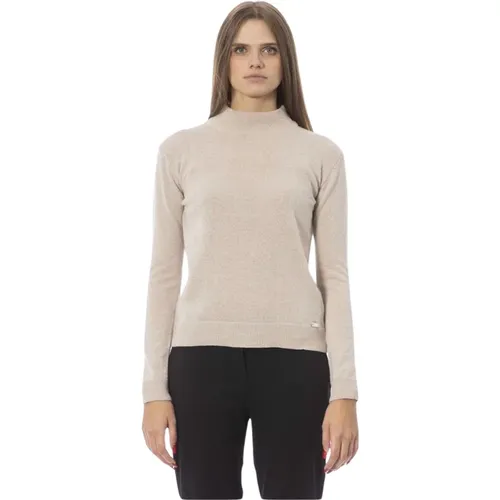 Ribbed Turtleneck Sweater Trendy Metal Design , female, Sizes: S, M - Baldinini - Modalova