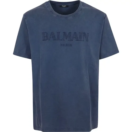 Vintage Besticktes T-Shirt - Regular Fit , Herren, Größe: XL - Balmain - Modalova