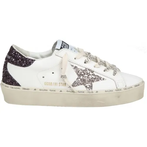 Leather Glitter Star Sneakers , female, Sizes: 7 UK, 6 UK, 5 UK, 3 UK - Golden Goose - Modalova