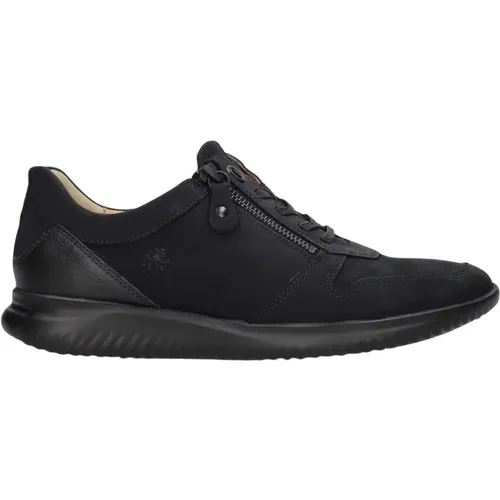 Schwarze Nubuk Reißverschluss Sneakers , Damen, Größe: 37 1/2 EU - Hartjes - Modalova